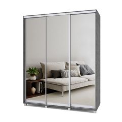 РОЛАНД Шкаф-купе с зеркалами Камень темный (450*1800) Р483 в Тавде - tavda.mebel24.online | фото