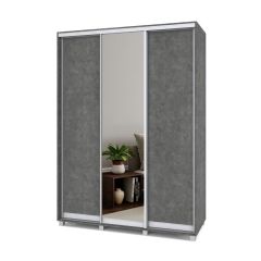 РОЛАНД Шкаф-купе с зеркалом Камень темный (450*1600) Р462 в Тавде - tavda.mebel24.online | фото 2
