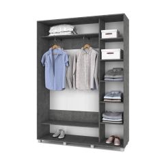 РОЛАНД Шкаф-купе с зеркалом Камень темный (450*1600) Р462 в Тавде - tavda.mebel24.online | фото 3
