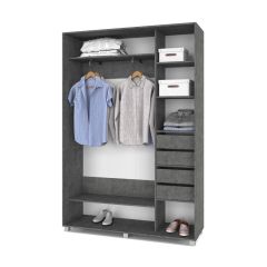 РОЛАНД Шкаф-купе с зеркалом Камень темный (450*1600) Р462 в Тавде - tavda.mebel24.online | фото 5