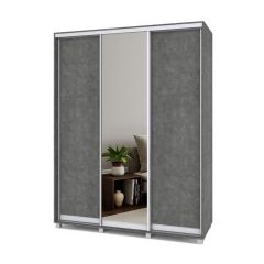 РОЛАНД Шкаф-купе с зеркалом Камень темный (450*1700) Р472 в Тавде - tavda.mebel24.online | фото
