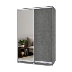 РОЛАНД Шкаф-купе зеркалом Камень темный (600*1500) Р652 в Тавде - tavda.mebel24.online | фото