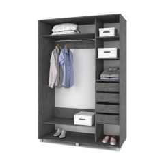 РОЛАНД Шкаф-купе зеркалом Камень темный (600*1500) Р652 в Тавде - tavda.mebel24.online | фото 4