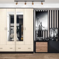 Шкаф Ронда ШК-4 с зеркалом (венге/беленый дуб) в Тавде - tavda.mebel24.online | фото 3