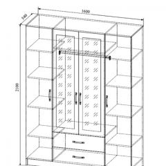 СОФИ СШК1600.1Шкаф 4-х ств с2мя зерк, 2 ящиками в Тавде - tavda.mebel24.online | фото 2