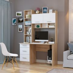 Стол компьютерный ПКС-5 Дуб сонома/Белый глянец в Тавде - tavda.mebel24.online | фото