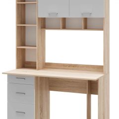 Стол компьютерный ПКС-5 Дуб сонома/Белый глянец в Тавде - tavda.mebel24.online | фото 2