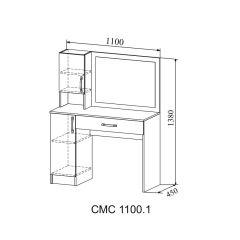 СОФИ Стол макияжный СМС 1100.1 с зеркалом (дуб сонома/белый) в Тавде - tavda.mebel24.online | фото 2