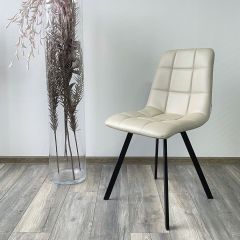 Стул CHILLI SQUARE HK017-02 серо-бежевый, PU/ черный каркас М-City в Тавде - tavda.mebel24.online | фото 2