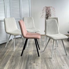 Стул ELVIS WZ2042-18 белая галька фактурный велюр / белый каркас М-City в Тавде - tavda.mebel24.online | фото 2