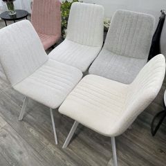Стул ELVIS WZ2042-18 белая галька фактурный велюр / белый каркас М-City в Тавде - tavda.mebel24.online | фото 6