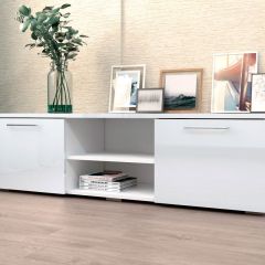 Тумба ТВ 1500 (ЛДСП Белый/Белый глянец) в Тавде - tavda.mebel24.online | фото