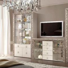 Витрина 2-ств. для посуды  Тиффани Premium слоновая кость/серебро (ТФВ3-2С(П) в Тавде - tavda.mebel24.online | фото 2