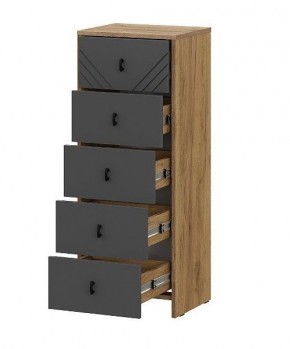 БАЙКАЛ Комод (5 ящиков) Графит/Дуб золотой в Тавде - tavda.mebel24.online | фото 2