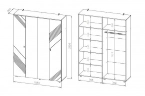 БАЙКАЛ Шкаф четырехстворчатый (Графит/Дуб золотой) в Тавде - tavda.mebel24.online | фото 3