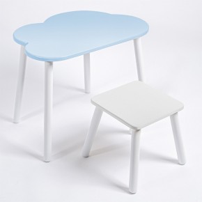 Детский комплект стол ОБЛАЧКО  и табурет Rolti Baby (голубая столешница/белое сиденье/белые ножки) в Тавде - tavda.mebel24.online | фото