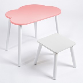 Детский комплект стол ОБЛАЧКО  и табурет Rolti Baby (розовая столешница/белое сиденье/белые ножки) в Тавде - tavda.mebel24.online | фото