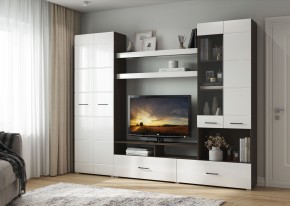 Гостиная Альфа МДФ (Венге/Белый глянец) в Тавде - tavda.mebel24.online | фото 4