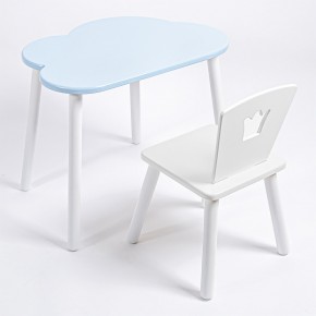 Комплект детский стол ОБЛАЧКО и стул КОРОНА ROLTI Baby (голубая  столешница/белое сиденье/белые ножки) в Тавде - tavda.mebel24.online | фото