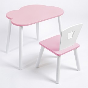 Комплект детский стол ОБЛАЧКО и стул КОРОНА ROLTI Baby (розовая столешница/розовое сиденье/белые ножки) в Тавде - tavda.mebel24.online | фото