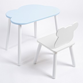 Комплект детский стол ОБЛАЧКО и стул МИШКА ROLTI Baby (голубая столешница/белое сиденье/белые ножки) в Тавде - tavda.mebel24.online | фото