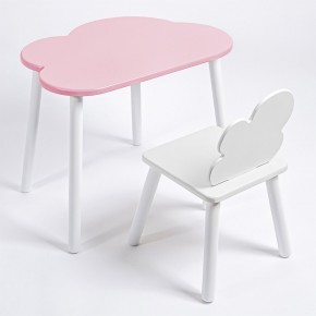 Комплект детский стол ОБЛАЧКО и стул ОБЛАЧКО ROLTI Baby (розовая столешница/белое сиденье/белые ножки) в Тавде - tavda.mebel24.online | фото