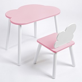 Комплект детский стол ОБЛАЧКО и стул ОБЛАЧКО ROLTI Baby (розовая столешница/розовое сиденье/белые ножки) в Тавде - tavda.mebel24.online | фото