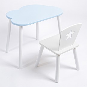 Комплект детский стол ОБЛАЧКО и стул ЗВЕЗДА ROLTI Baby (голубая столешница/белое сиденье/белые ножки) в Тавде - tavda.mebel24.online | фото