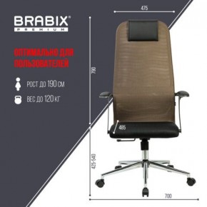 Кресло BRABIX PREMIUM "Ultimate EX-801" хром, плотная двойная сетка Х2, черное/коричневое, 532920 в Тавде - tavda.mebel24.online | фото 6