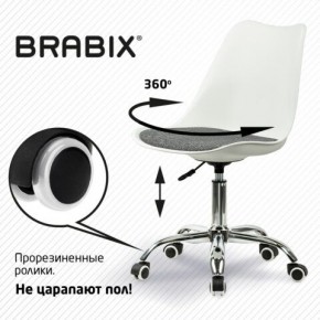 Кресло стул BRABIX "Eames MG-310 CH", хром, пластик белый, ткань серая, 532924 в Тавде - tavda.mebel24.online | фото 7