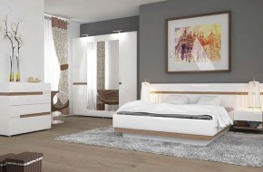 Кровать 160/TYP 94-01 с подъемником, LINATE ,цвет белый/сонома трюфель в Тавде - tavda.mebel24.online | фото 4