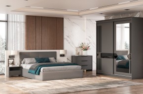 Кровать двойная №4 с основанием (Серый) в Тавде - tavda.mebel24.online | фото 3
