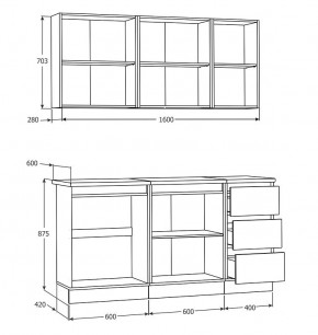 Кухня Хилтон 1.6 м (Белый текстурный/Дуб Вотан) в Тавде - tavda.mebel24.online | фото 3