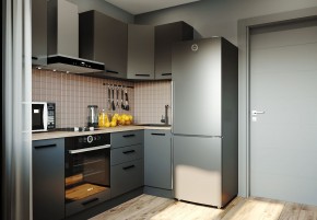 Кухня угловая Антрацит 2200х1000 (Стол. 38мм) в Тавде - tavda.mebel24.online | фото 1