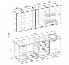 Кухонный гарнитур Антрацит 2200 (Стол. 26мм) в Тавде - tavda.mebel24.online | фото 3