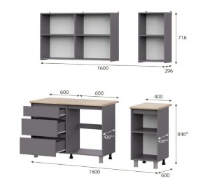 Кухонный гарнитур ДЕНВЕР (1600) Графит серый/Дуб Сонома в Тавде - tavda.mebel24.online | фото 2