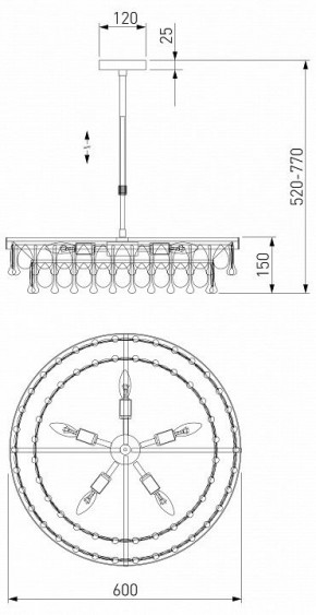 Люстра на штанге Eurosvet Sophie 60165/6 латунь в Тавде - tavda.mebel24.online | фото 3