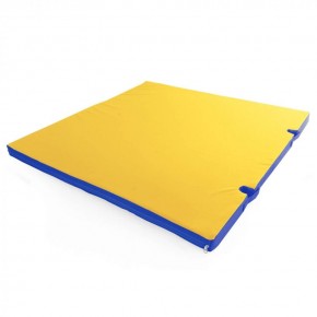 Мат гимнастический 1х1х0,08м с вырезом под стойки цв. синий-желтый в Тавде - tavda.mebel24.online | фото