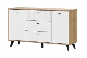 МИЛАН Комод 3 ящика двухстворчатый (Белый Матовый) в Тавде - tavda.mebel24.online | фото