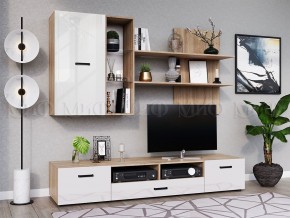 Нэнси New Тумба ТВ ЛДСП (2дв.+1ящ.) Белый глянец/Сонома в Тавде - tavda.mebel24.online | фото 3