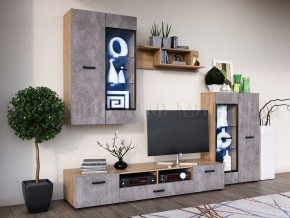 Нэнси New Тумба ТВ ЛДСП (2дв.+1ящ.) Бетон светлый/Сонома в Тавде - tavda.mebel24.online | фото 3