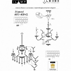 Подвесная люстра iLamp Diamond 6071-8 CR+CL в Тавде - tavda.mebel24.online | фото 2