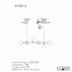 Подвесная люстра iLamp Golden 9136P/6 BK-WH в Тавде - tavda.mebel24.online | фото 3