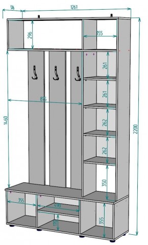 Прихожая с зеркалом V19_M в Тавде - tavda.mebel24.online | фото 2