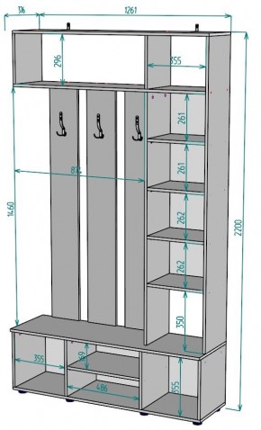 Прихожая с зеркалом V20_M в Тавде - tavda.mebel24.online | фото 2