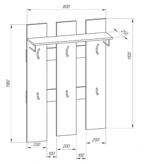 Прихожая-вешалка большая 800 в Тавде - tavda.mebel24.online | фото 2