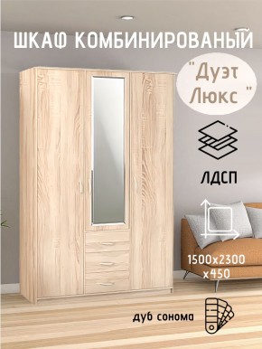 Шкаф комбинированный Дуэт Люкс с зеркалом в Тавде - tavda.mebel24.online | фото