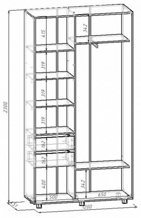 Шкаф-купе Удачный 1200x450x2300 в Тавде - tavda.mebel24.online | фото 3