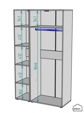 Шкаф Linnea MHR-3-1 2050х1200х510 (Белый-М 11.1.1) в Тавде - tavda.mebel24.online | фото 3