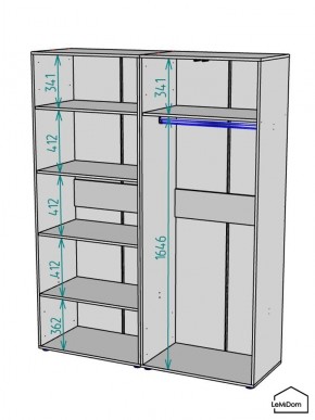 Шкаф Linnea MHR-4-1 2050х1600х510 (Графит-М 11.1.25) в Тавде - tavda.mebel24.online | фото 3